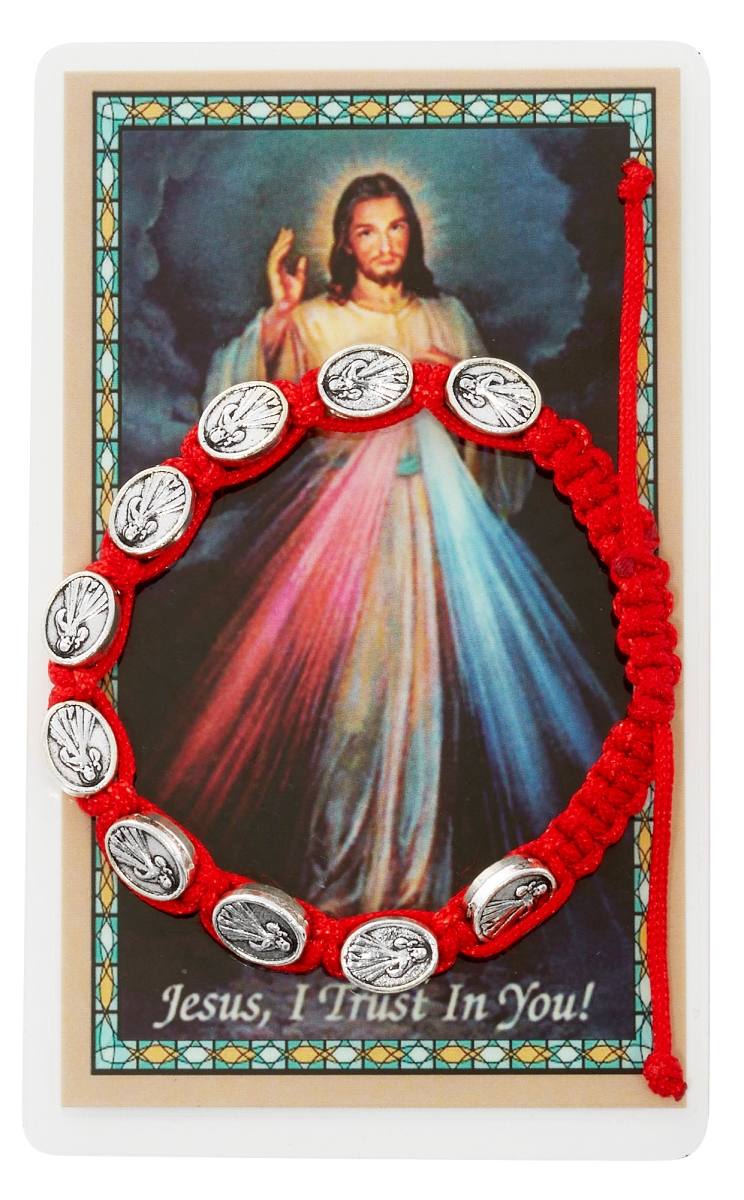Picture of Mcvan PSD777 Red Corded Divine Mercy Adjustable Bracelet & Prayer Card