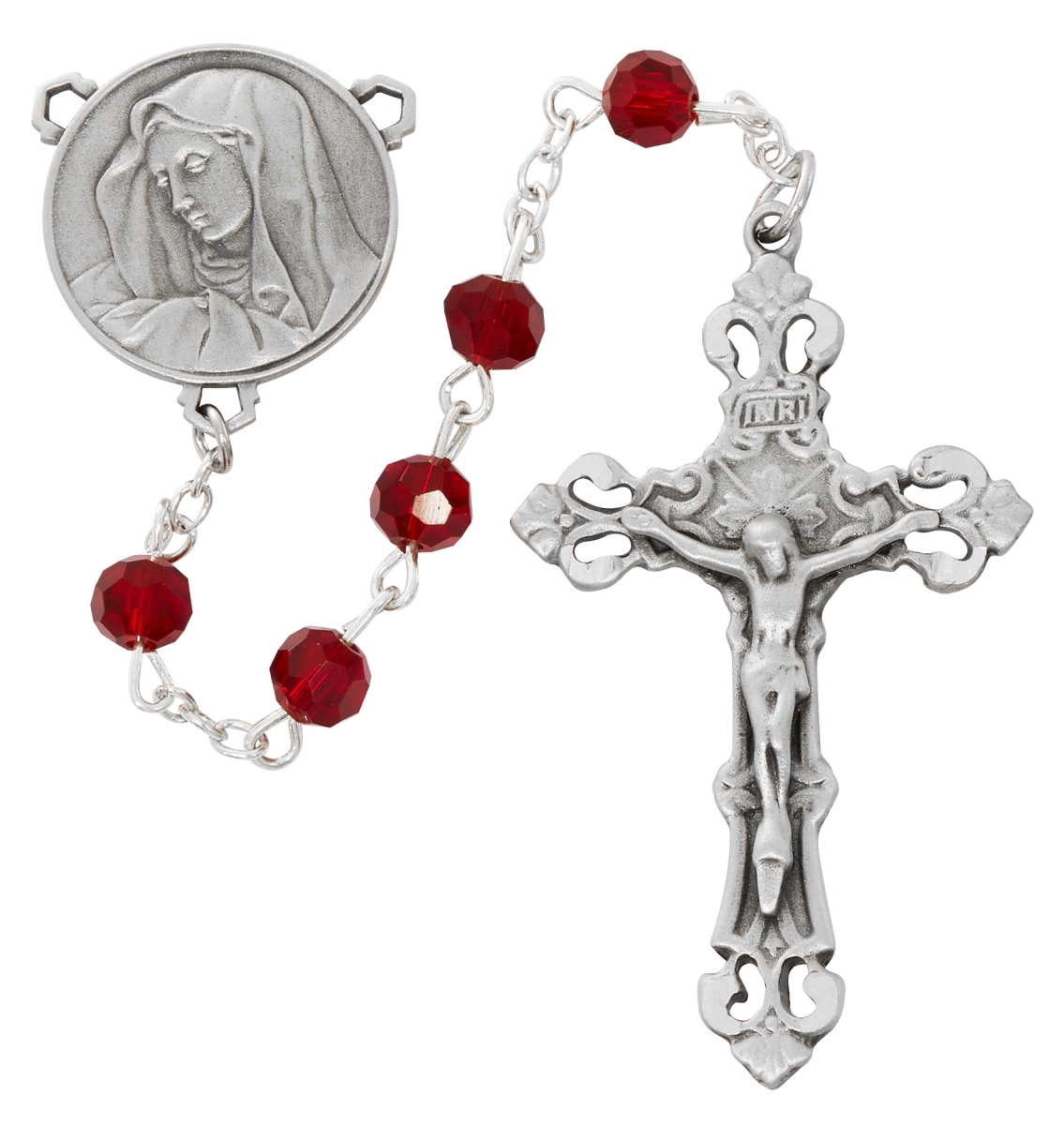 Picture of Mcvan R944F 20 in. Garnet Crystal Lady of Sorrows Rosary Box