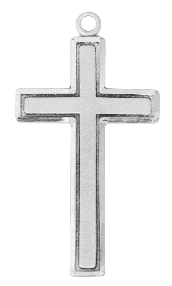 L9313 1.5 in. Sterling Silver Cross Pendant with 24 in. Stainless Steel Chain Box