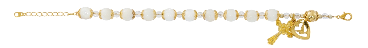 BR366 7-8.5 in. G.P. Mother of Pearl Bracelet with Holy Spirit & Adjustable Links