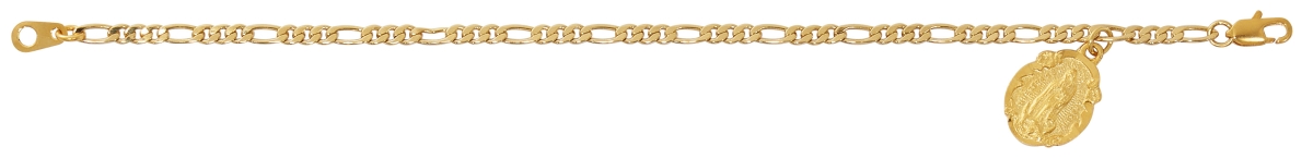 BR95 7.5 in. Gold Tone Figaro Guadalupe Bracelet - Deluxe Boxed