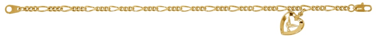 BR98 7.5 in. Gold Tone Figaro Holy Spiri Bracelet - Deluxe Boxed