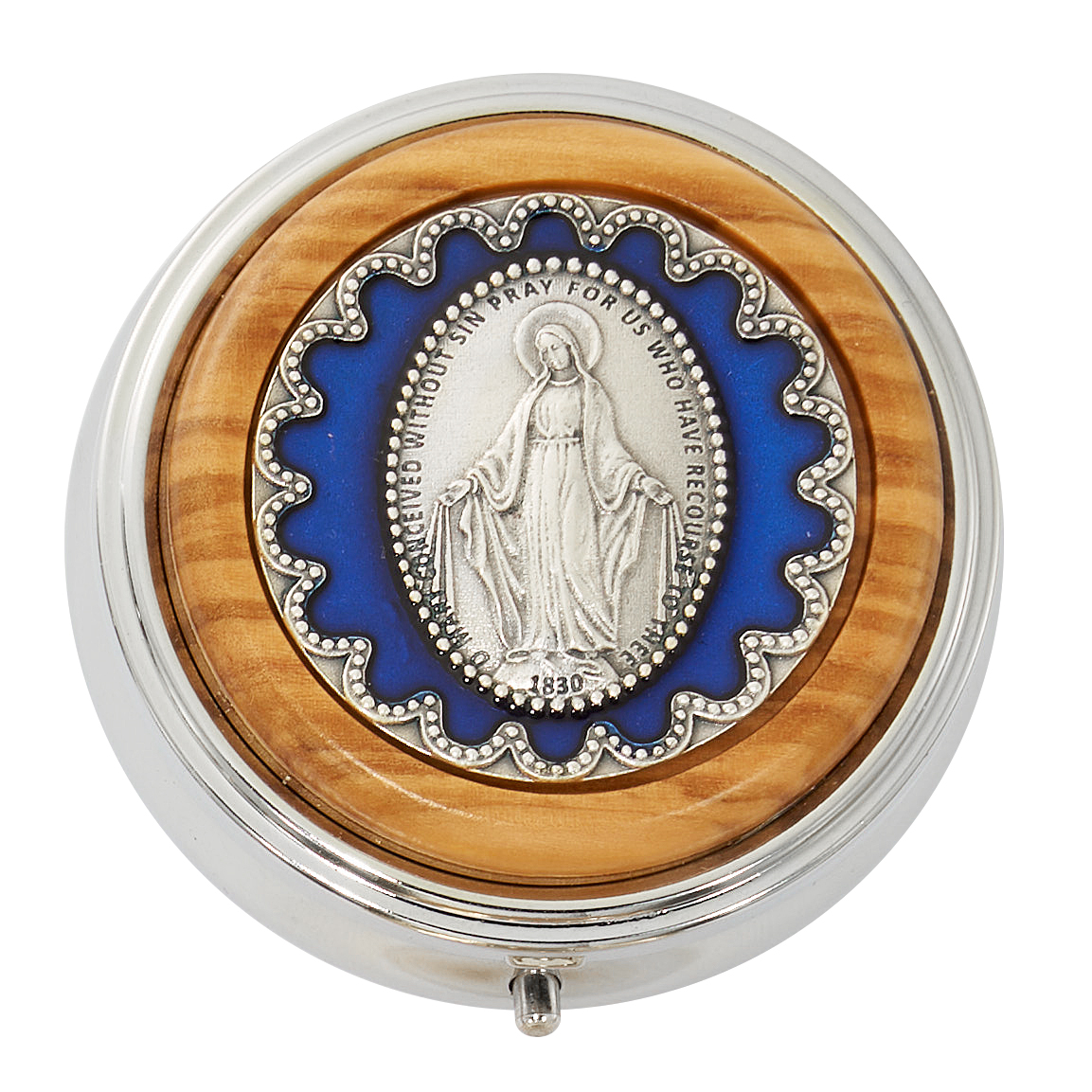 119-26 Silver Wood & Enamel Miraculous Rosary