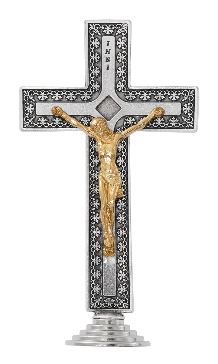 119-30 5 in. Two-Tone Stand Crucifix - Boxed