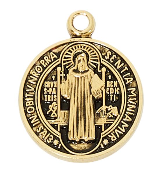 J762 16-18 in. CH Gold & Silver St. Benedict Necklace