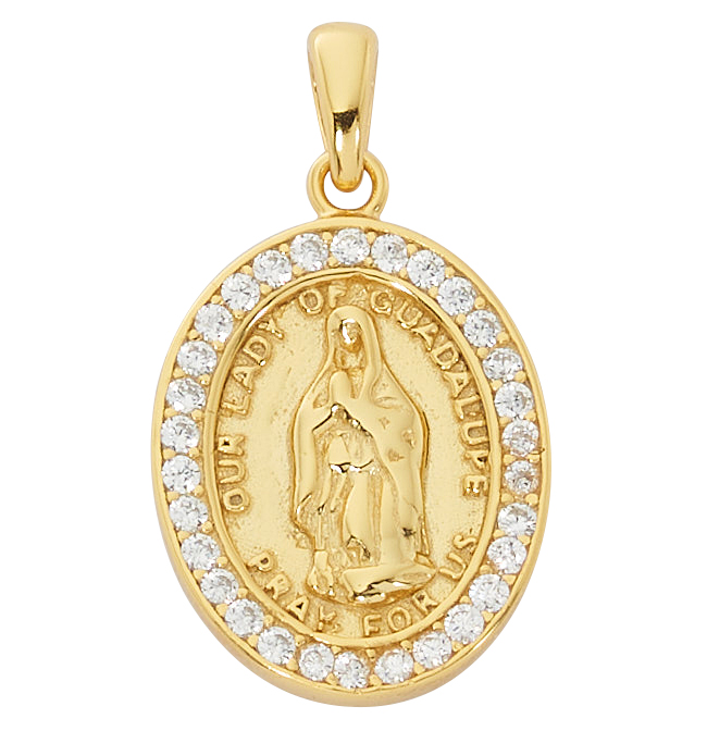 J703 18 in. CH Gold & Silver Oval Guadalupe with CZ Necklace