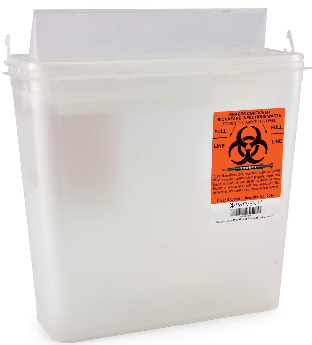 Picture of McKesson 51472800 5 qt. Prevent Sharps Container&#44; Clear - 10.75 x 10.5 x 4.75 in. - 2 Piece