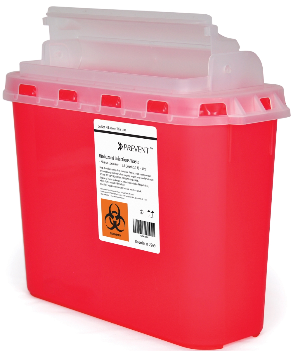 Picture of McKesson 60492800 5.4 qt. Prevent Sharps Container&#44; Red - 11 x 12 x 4.75 in. - 2 Piece