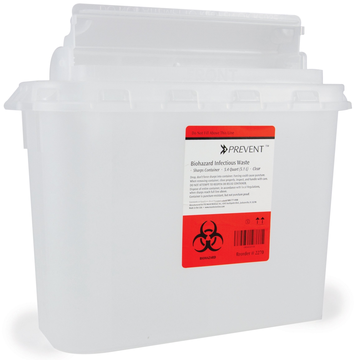 Picture of McKesson 65982800 5.4 qt. Prevent Sharps Container&#44; Clear - 11 x 12 x 4.75 in. - 2 Piece