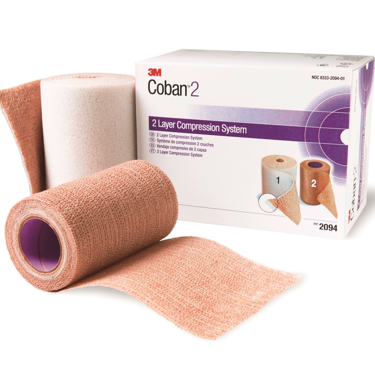 Picture of 3M 29043000 Tan & White Coban2 Nonsterile 2 Layer Compression Bandage System&#44; 2.9 yardss x 4 in. - Pack of 8