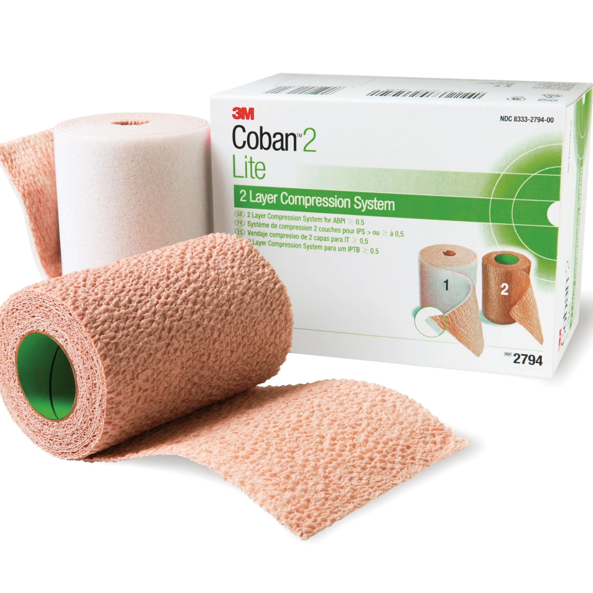 Picture of 3M 49723000 Coban2 Nonsterile 2 Layer Compression Bandage System&#44; White - 4 in. x 2.9 yardss - Pack of 8