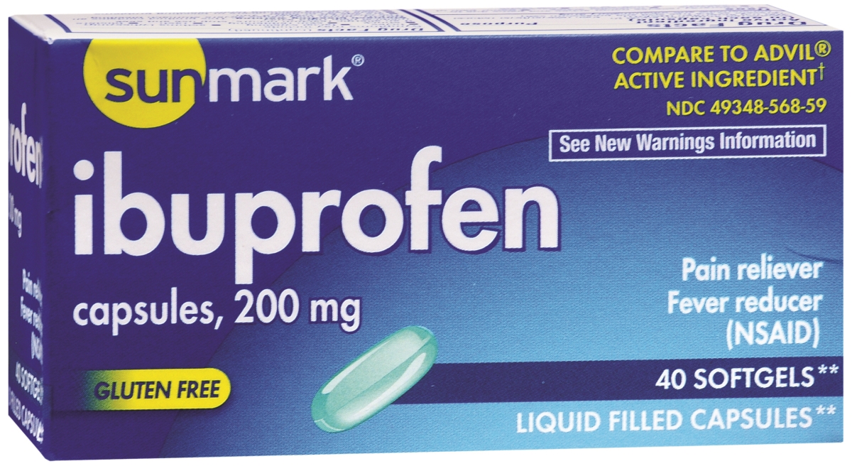 Picture of McKesson 62952700 200 mg Sunmark Ibuprofen Capsule - Pack of 40