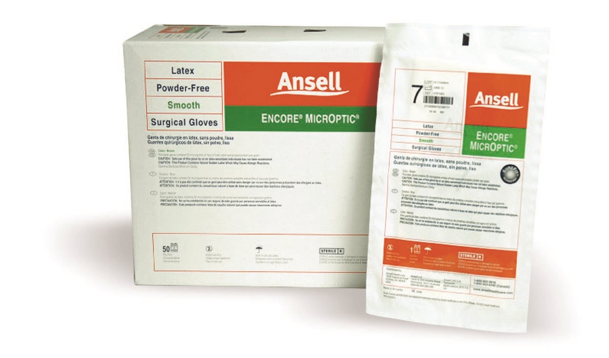 Picture of Ansell 21771300 Brown Encore MicrOptic Surgical Glove - Pack of 50