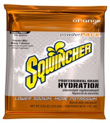 Picture of Kent Precision Foods 38162601 9.53 oz Orange Sqwincher Powder Pack Electrolyte Replenishment Drink Mix - Pack of 20