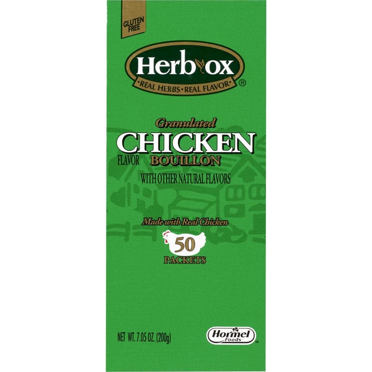 Picture of Hormel Food Sales 34792600 7.05 oz Chicken Herb-Ox Granulated Bouillon Packets - 50 per Box - Pack of 300