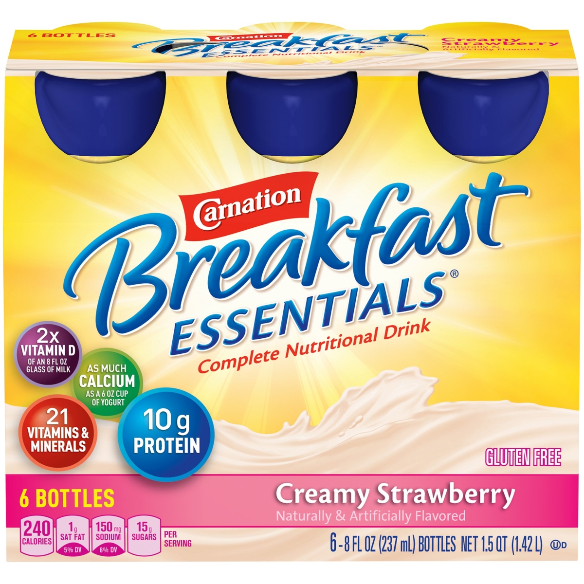Picture of Nestle Healthcare Nutrition 58092600 8 oz Creamy Strawberry Carnation Breakfast Essentials Ready to Use Oral Supplement