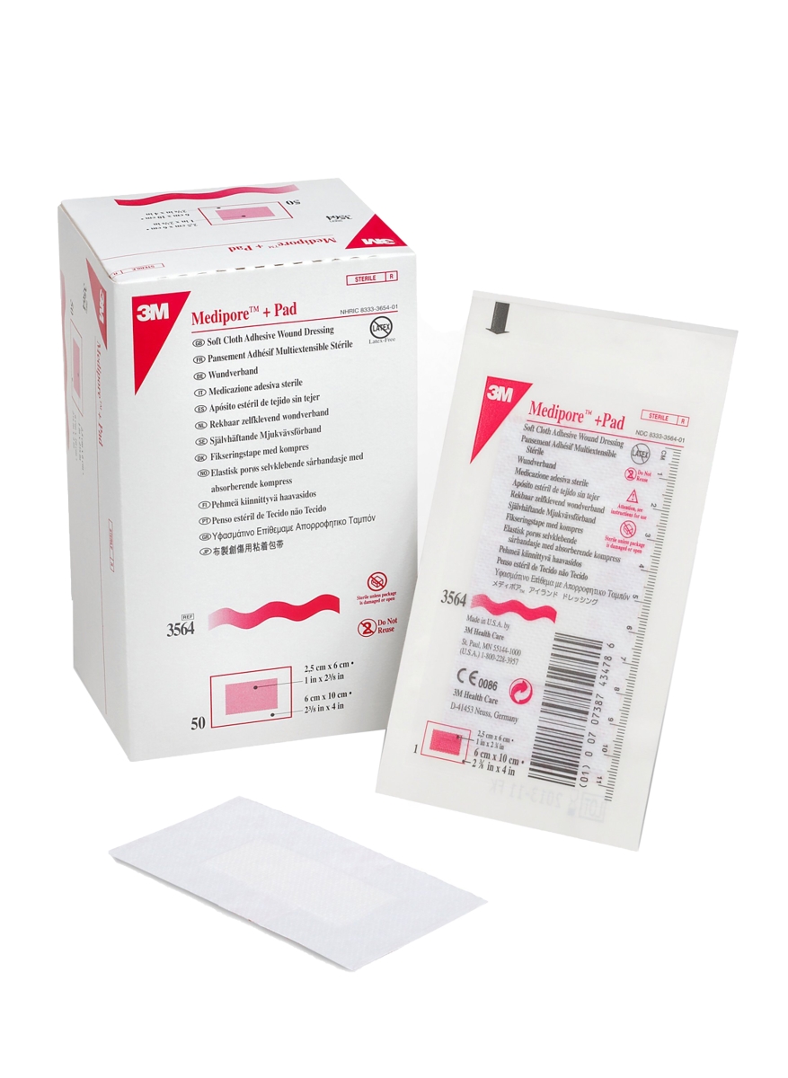 Picture of 3M 35642100 White Medipore Adhesive Dressing&#44; 2.375 x 4 in. - Pack of 50