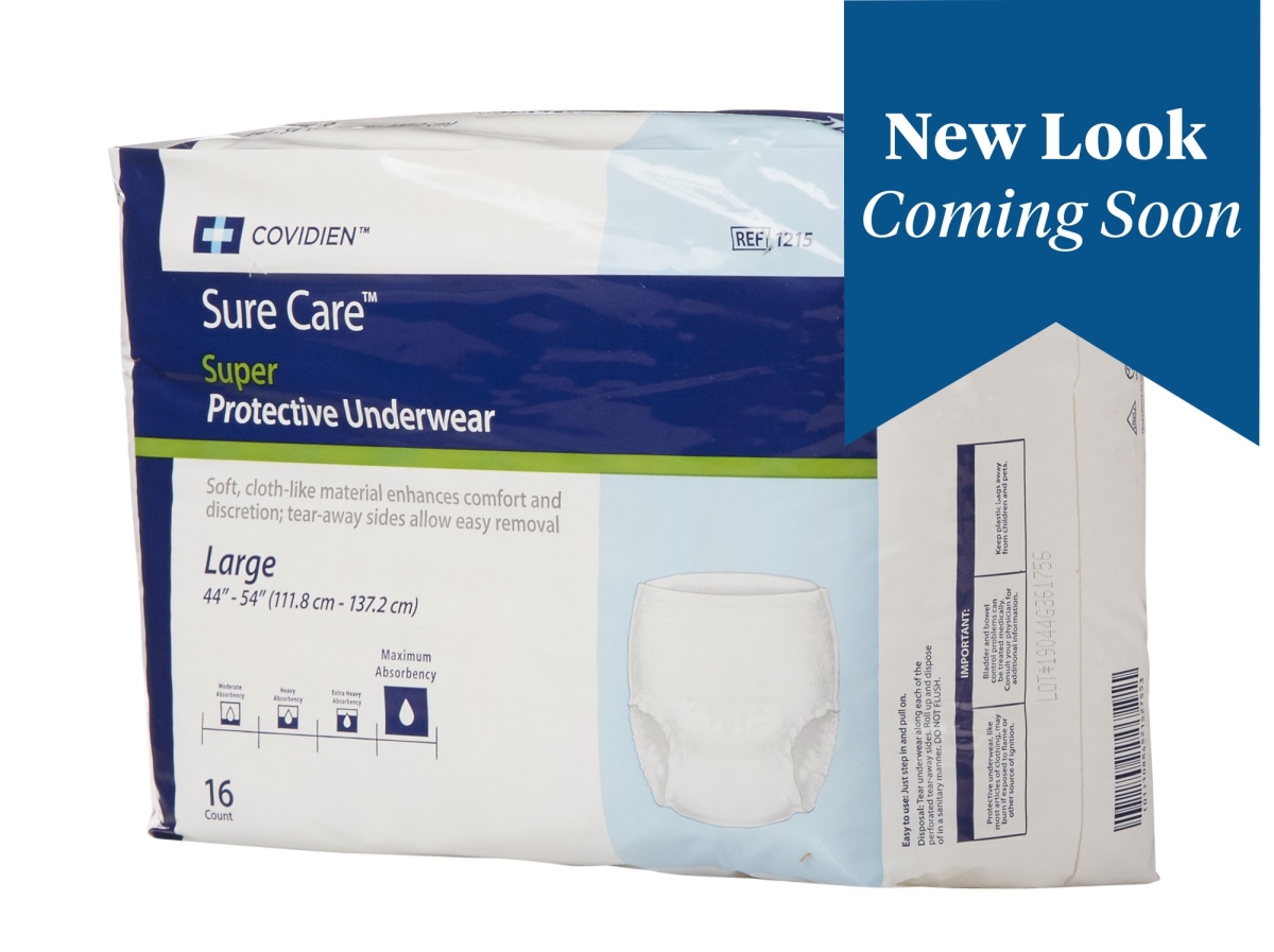 Picture of Cardinal 12163100 Sure Care Adult Heavy Absorbent Underwear&#44; White - Large - Pack of 64