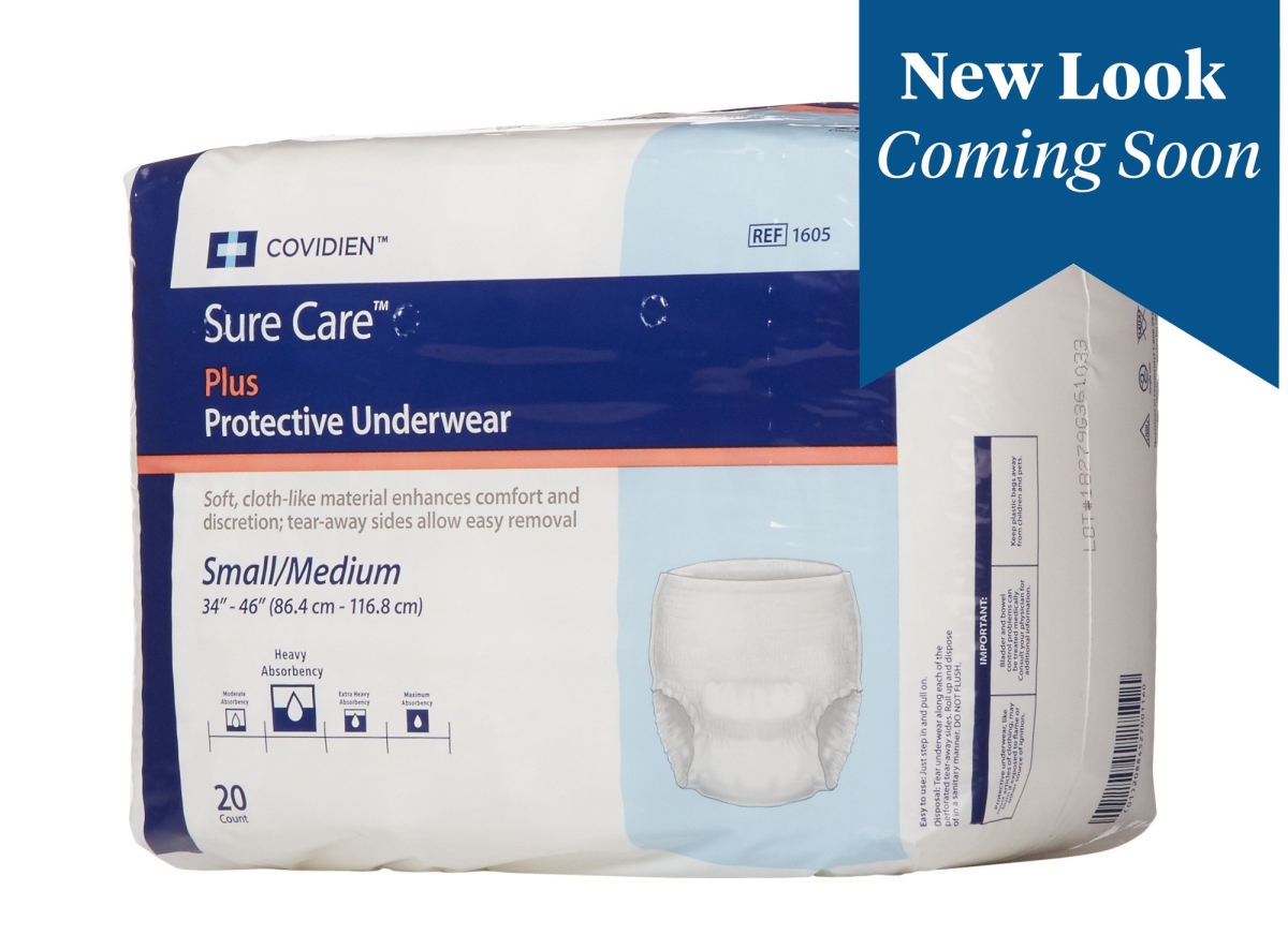 Picture of Cardinal 16053100 Sure Care Plus Adult Heavy Absorbent Underwear&#44; White - Medium - Pack of 80