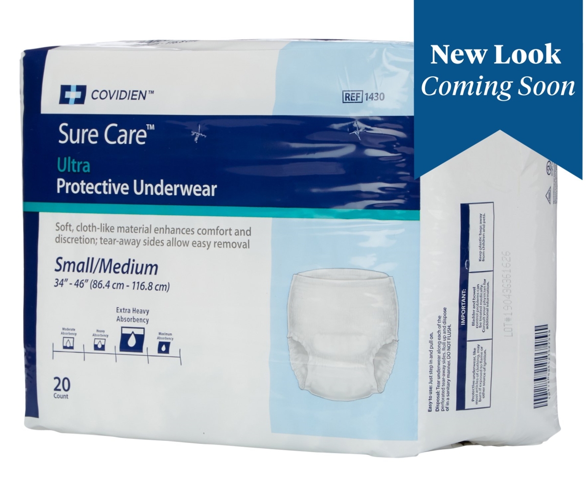 Picture of Cardinal 14303110 Sure Care Ultra Adult Heavy Absorbent Underwear&#44; White - Medium - Pack of 80