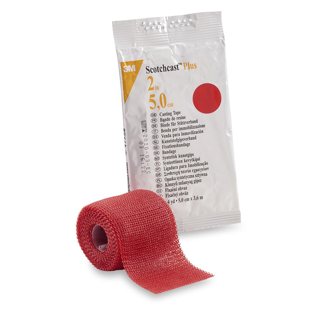 Picture of 3M Ortho 80222200 Scotchcast Plus Cast Tape&#44; Fiberglass Red - 2 in. x 12 Foot - Pack of 10