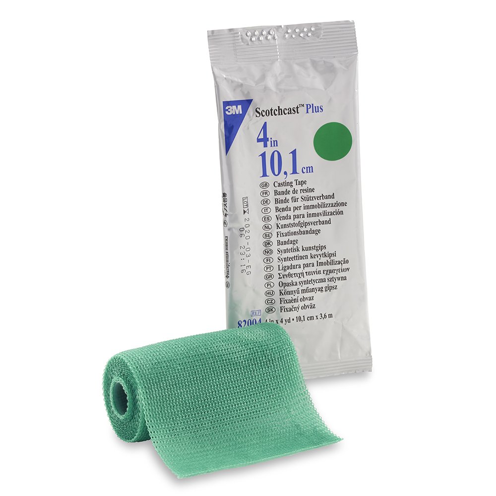 Picture of 3M Ortho 82402200 Scotchcast Plus Cast Tape&#44; Fiberglass Green - 4 in. x 12 ft. - Pack of 10