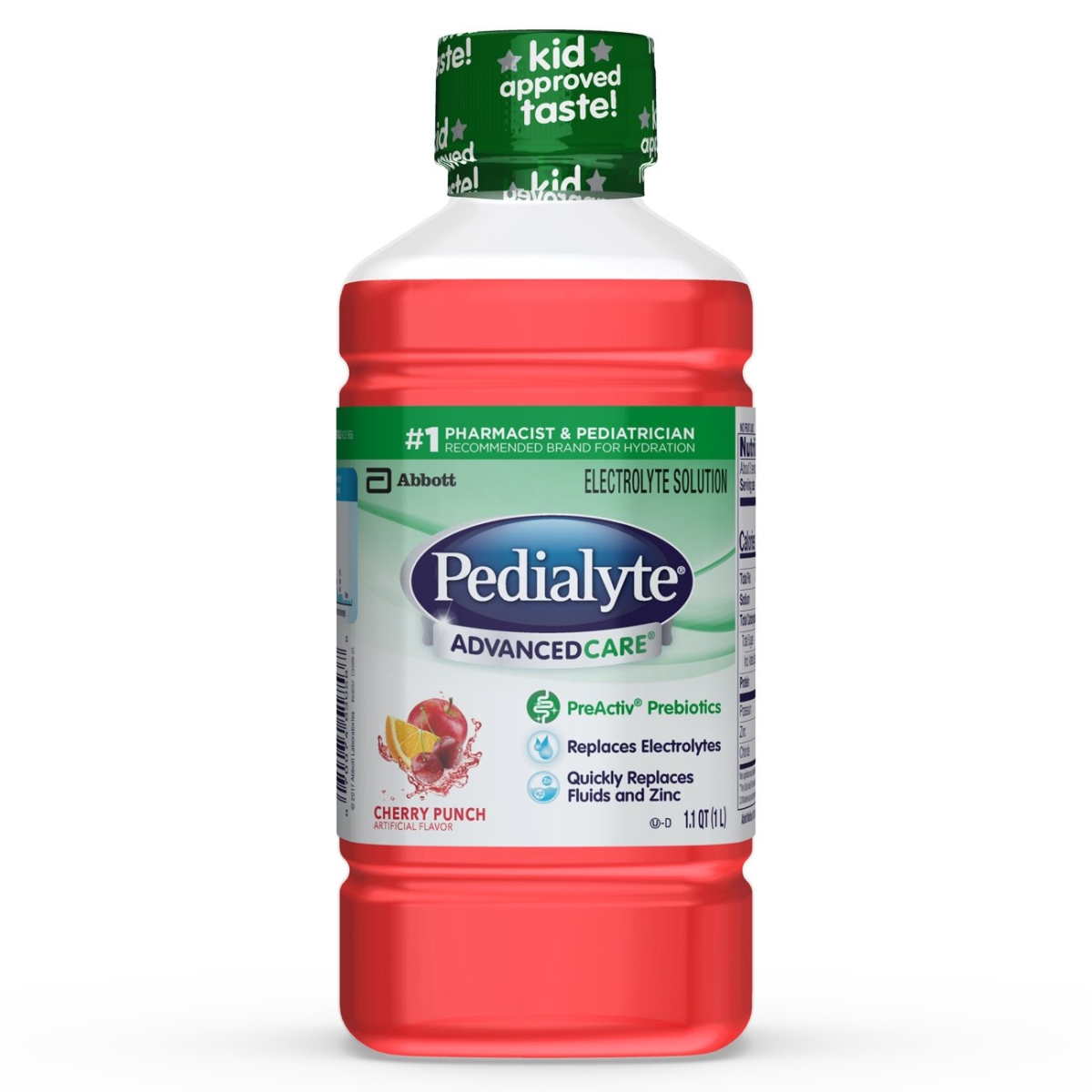 Picture of Abbott Nutrition 63572620 1 Litre Cherry Punch Pedialyte AdvancedCare Pediatric Oral Electrolyte Solution - Pack of 8