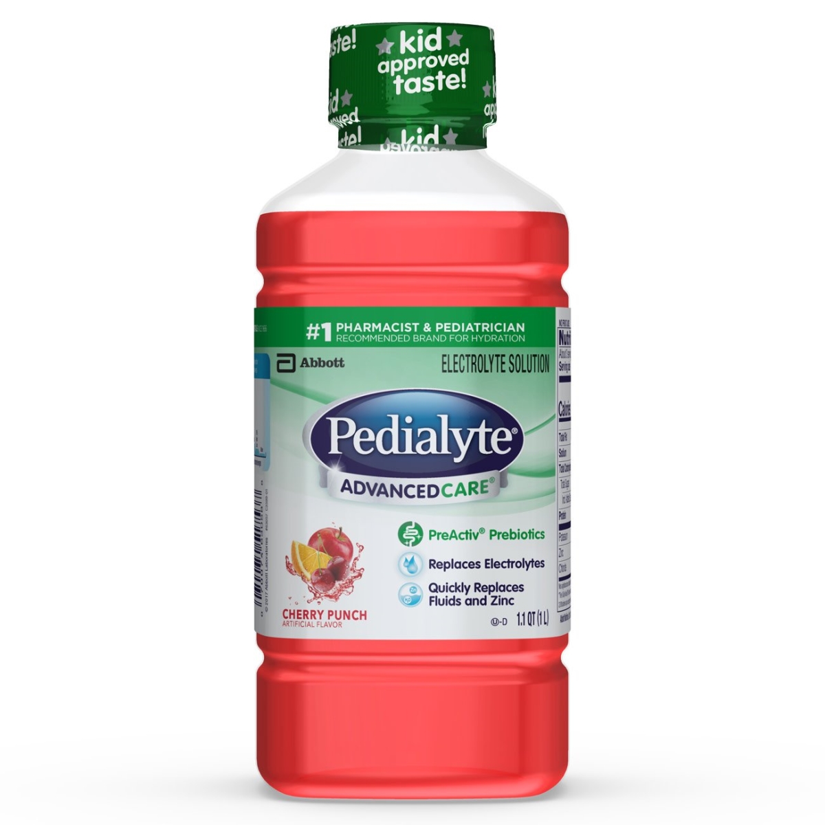 Picture of Abbott Nutrition 63572610 1 Liter Cherry Punch Pedialyte AdvancedCare Pediatric Oral Electrolyte Solution