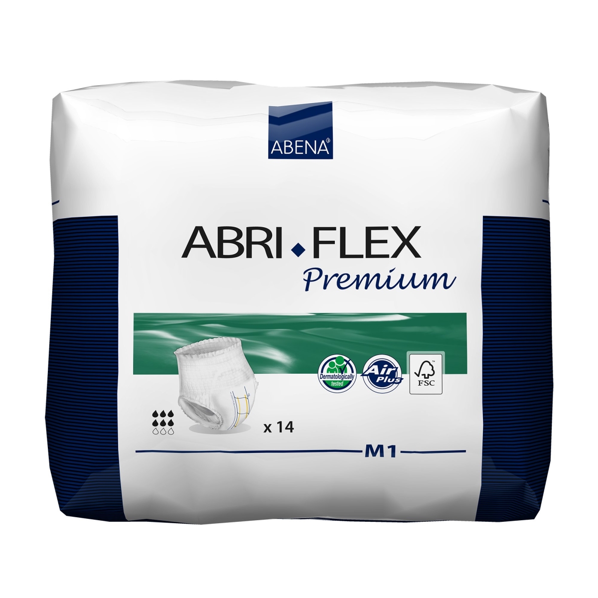 Picture of Abena North America 41833110 White Medium Abri-Flex Premium M1 Adult Moderate Absorbent Underwear - Pack of 84
