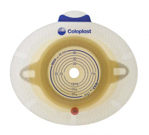 Picture of Coloplast 10664900 SenSura Flex Xpro Ostomy Barrier&#44; Coupling Yellow - 70 mm Stoma Opening - Pack of 10
