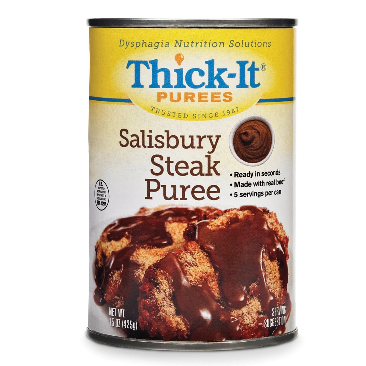 Picture of Kent Precision Foods 31402601 15 oz Puree Consistency Thick-It Salisbury Steak Puree