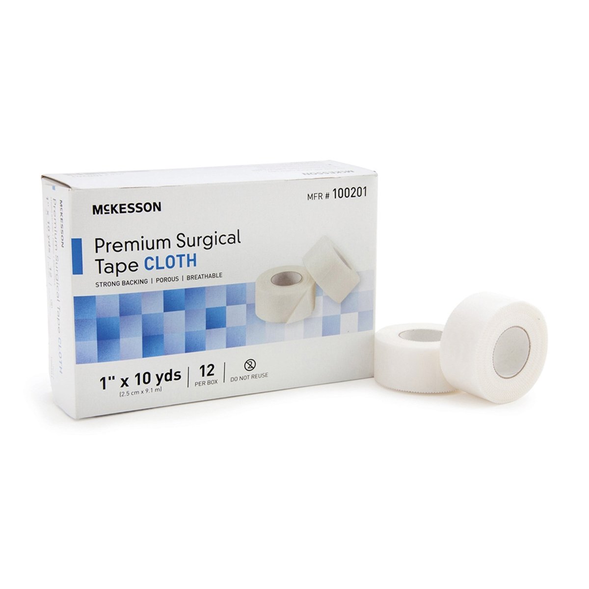 McKesson 48692201 Non Sterile High-Adhesion Silk-Like Cloth Medical Tape, White - 1 in. x 10 yards -  McKesson Corporation, 944366_EA