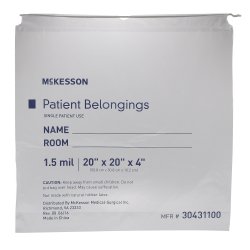 Picture of McKesson 30431200 Patient Belongings Bag&#44; Polyethylene Drawstring Closure Clear - 4 x 20 x 20 in. - Pack of 250