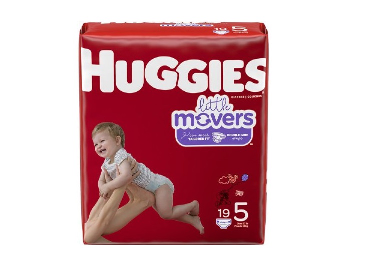 Picture of Kimberly Clark 1128669-CS Unisex Huggies Little Movers Disposable Moderate Absorbency Baby Diaper - Size 5 - 19 per Pack - 4 Pack per Case - Pack of 76