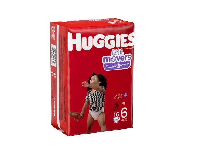 Picture of Kimberly Clark 1128670-PK Unisex Huggies Little Movers Disposable Moderate Absorbency Baby Diaper - Size 6 - 16 per Pack - 4 Pack per Case - Pack of 16