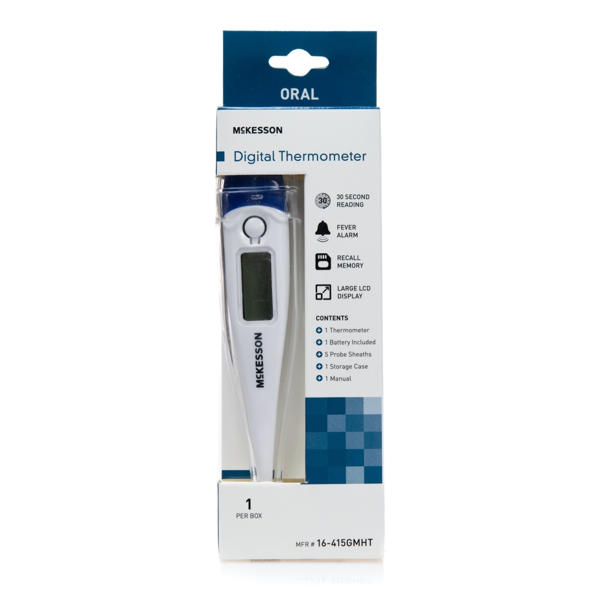 Picture of McKesson 1125662-EA Digital Oral Hard Tip 30Sec with Large Display Thermometer - Case of 20