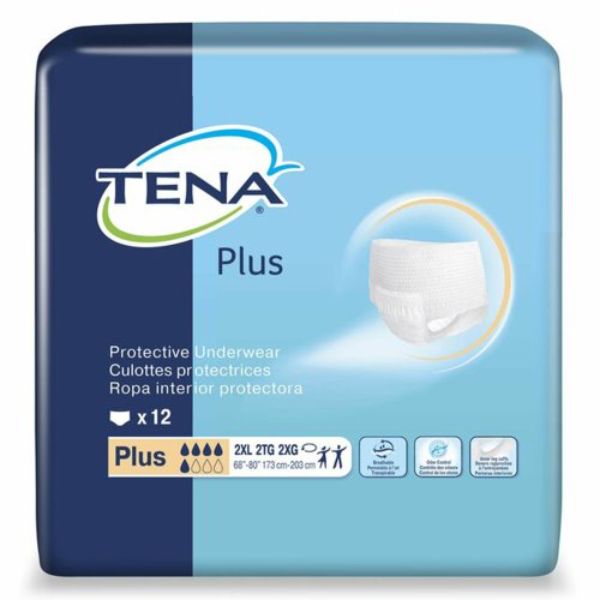 Picture of Essity HMS North America 1131159-CS Tena Protective Plus Disposable Moderate Absorbency Underwear&#44; White -2XL - 12 per Bag - 4 per Case - Pack of 48