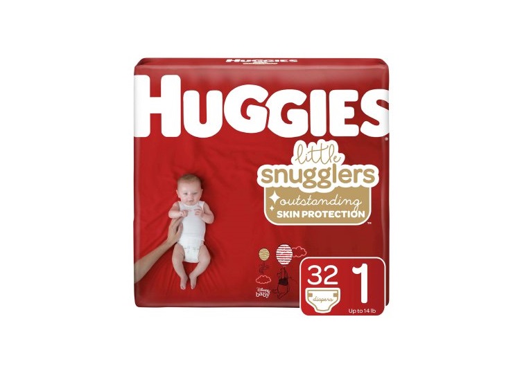 Picture of Kimberly Clark 1128672-PK Unisex Huggies Little Snugglers Disposable Moderate Absorbency Baby Diaper - Size 1 - 32 per Case - 4 Pack per Case - Pack of 32
