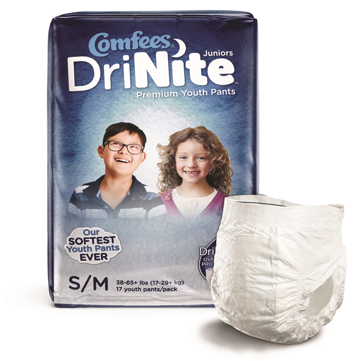Picture of Attends Healthcare Products 1150965-CS Comfees DriNite Juniors Absorbent Underwear&#44; White - Small & Medium - Pack of 68