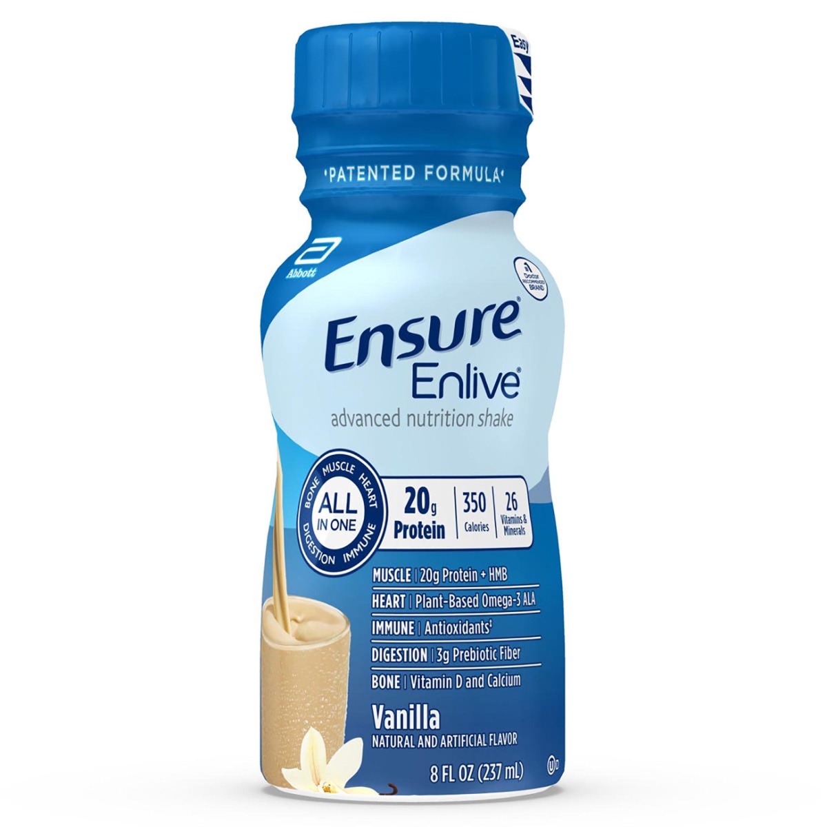 Picture of Abbott Nutrition 1171713-EA 8 oz Ensure Enlive Shake Advanced Vanilla Flavor Oral Supplement - Case of 24