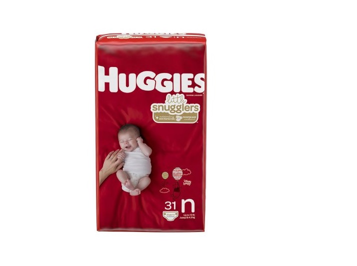 Picture of Kimberly Clark 1128671-PK Unisex Huggies Little Snugglers Newborn Disposable Moderate Absorbency Baby Diaper - 31 per Pack - 4 Pack per Case - Pack of 31