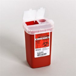 Picture of Cardinal 149371-CS 1 qt. SharpSafety Phlebotomy Sharps Container with Lid&#44; Red - Pack of 100