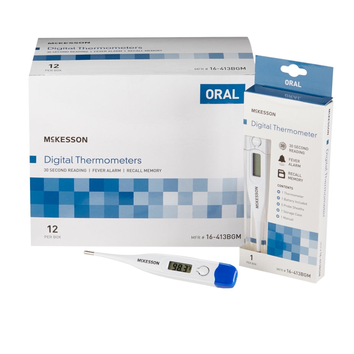 Picture of McKesson 793284-EA Oral Probe Handheld Digital Stick Thermometer - 12 per Pack