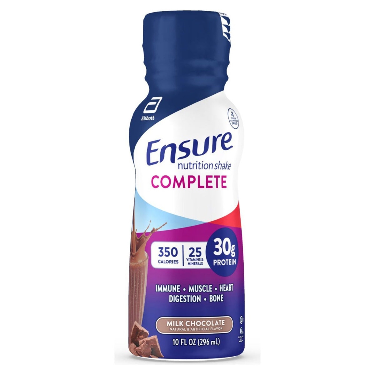 Picture of Abbott Nutrition 1194662-BT 10 oz Ensure Complete Milk Chocolate Flavor Liquid Oral Supplement - 16 Bottle per Case