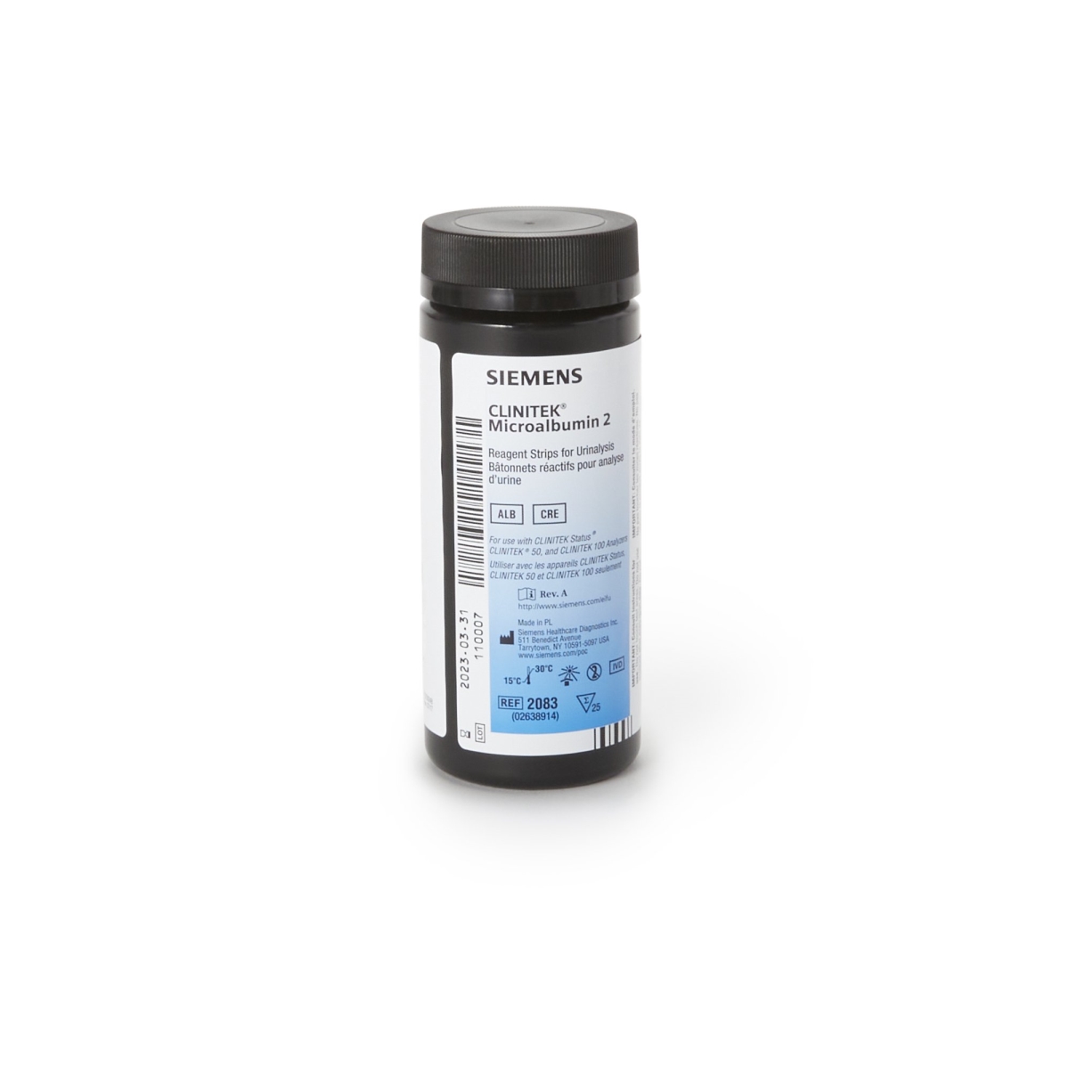 Picture of Siemens 898768-CS Clinitek Reagent Test Strip for Use with Small Clinitek Systems - Microalbumin test - 25 per Box - 12 Box per Case
