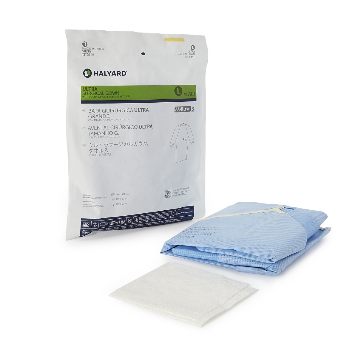 217165-CS Ultra Non-Reinforced Surgical Gown with Towel - Pack of 32 -  O&M Halyard, 217165_CS