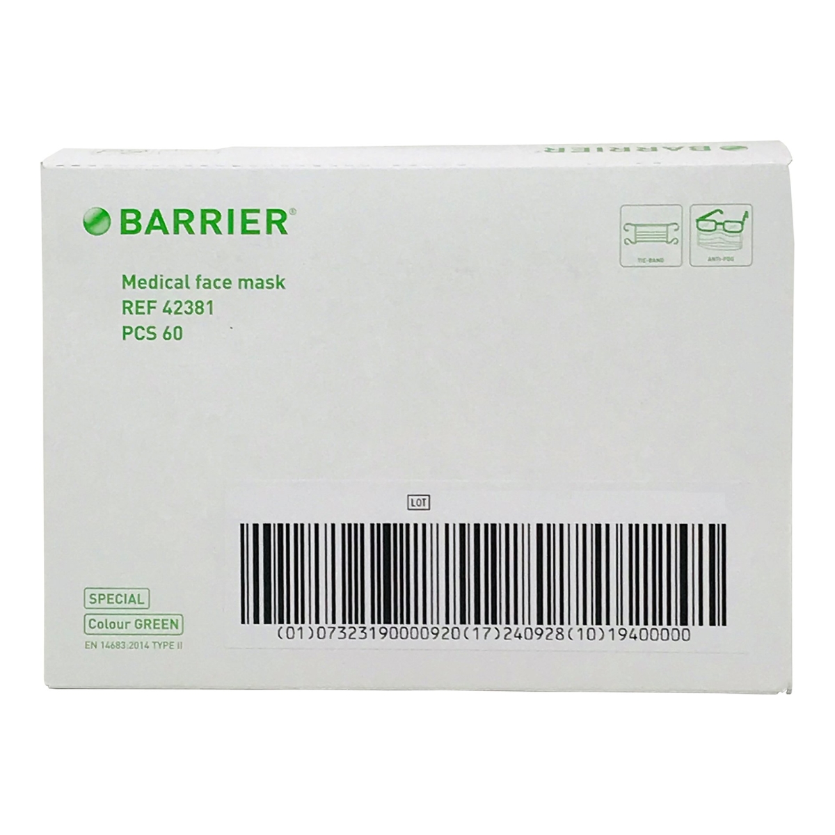 Picture of Barrier 822940-BX Extra Protection Surgical Mask - Pack of 60