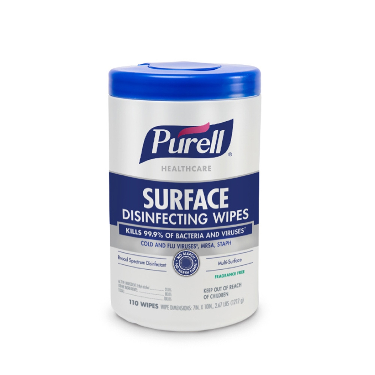 Picture of Purell Healthcare 1194625-CS Surface Disinfectant Cleaner Premoistened Manual Pull Wipe&#44; Pack of 660