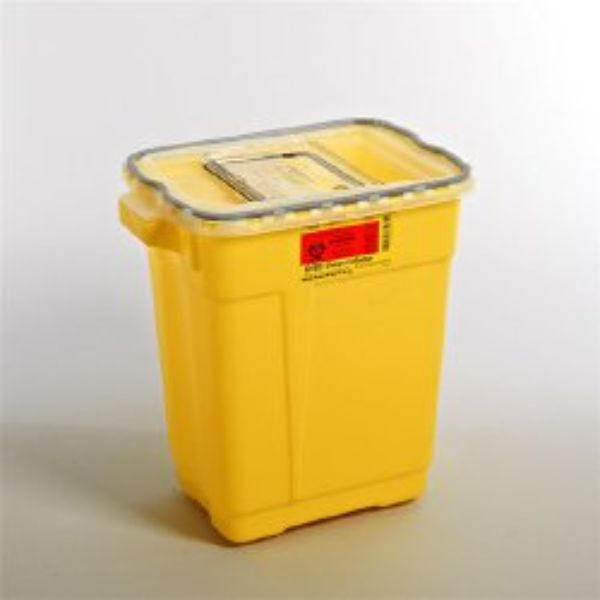 Picture of BD 452911-EA 18.5 x 17.75 x 11.75 in. 9 gal Yellow Base & Clear Lid Chemotherapy Sharps Container - 8 Per Case