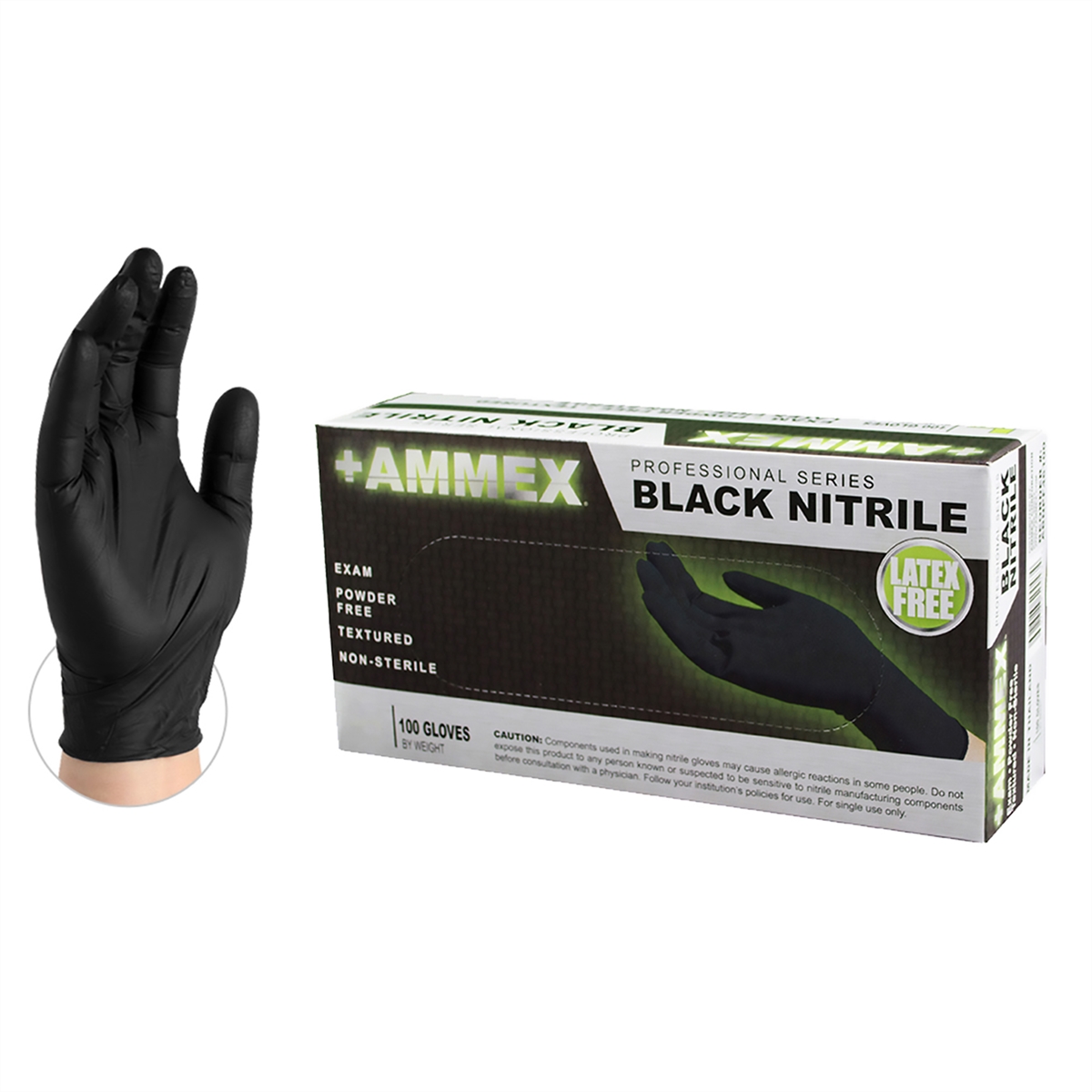 WTD AMX-ABNPF46100 Ammex Medical Nitrile Exam Latex Free Large Black Disposable Gloves -  LABSTER APS